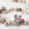 Easter Felt Garland – Wool Ball & Bunny Pom Pom Banner, 6.6 ft Handmade Spring Farmhouse Decor for Mantle, Baby Shower & Home